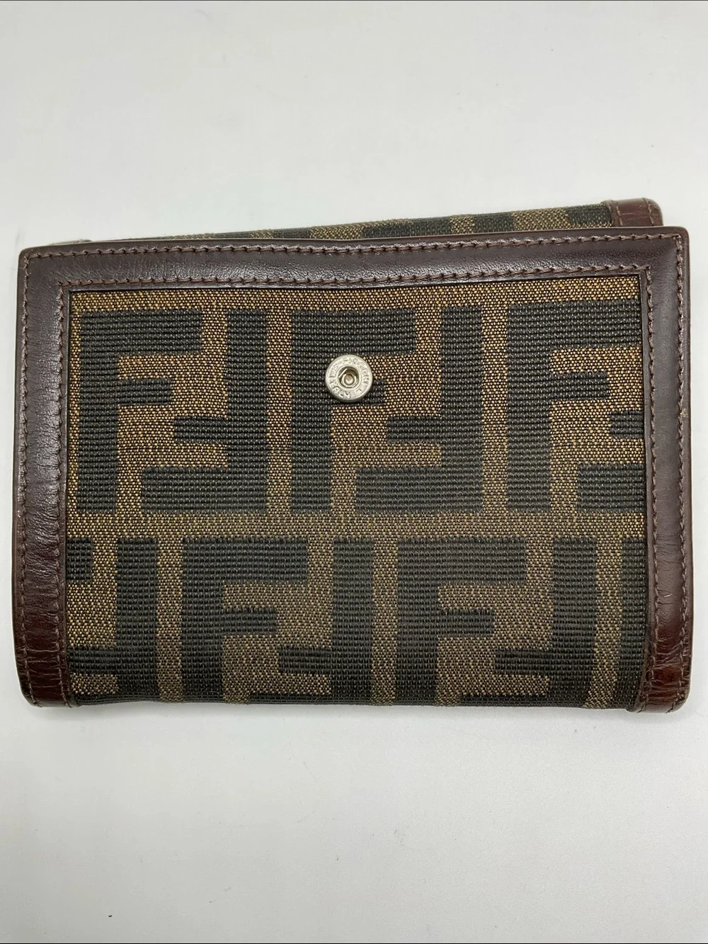 Vintage Fendi Zucca print tri-fold compact wallet